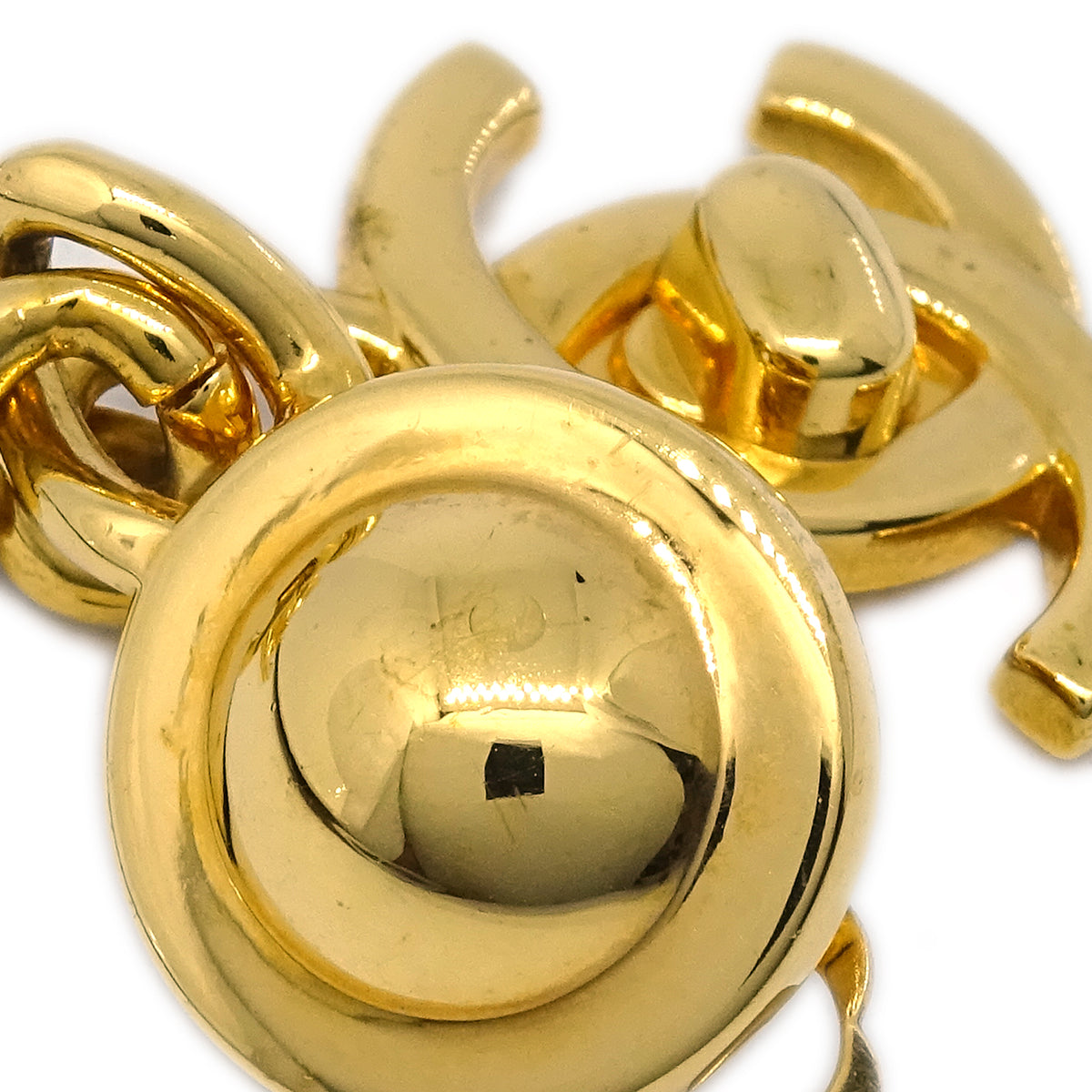 Chanel Dangle Turnlock Earrings Clip-On Gold 96A