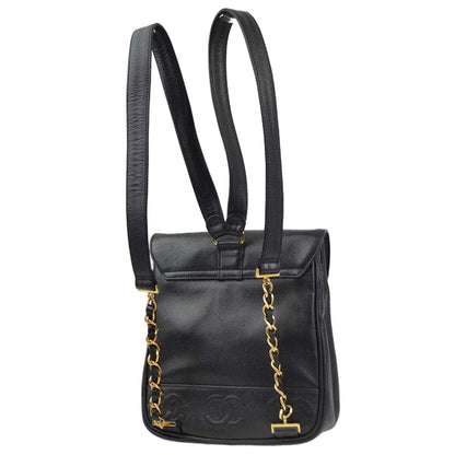 Chanel 1996-1997 Black Caviar Triple CC Backpack