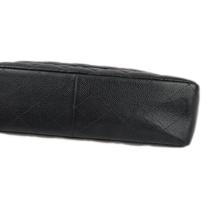 Chanel 2000-2001 Black Caviar Jumbo Classic Flap Shoulder Bag