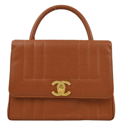 Chanel 1994-1996 Brown Caviar Mademoiselle Straight Flap Handbag