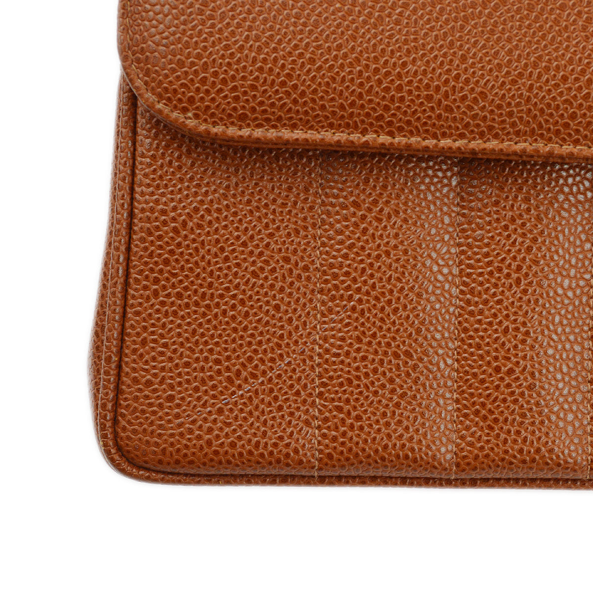 Chanel 1994-1996 Brown Caviar Mademoiselle Straight Flap Handbag