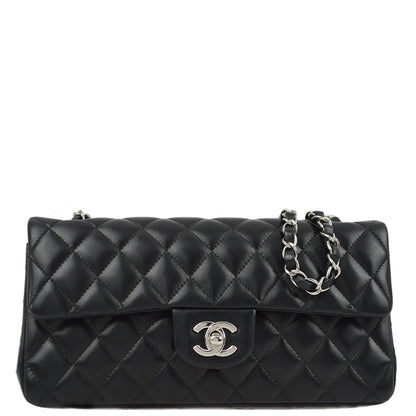 Chanel 2006-2008 Black Lambskin East West Shoulder Bag