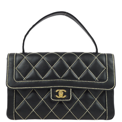 Chanel 2004-2005 Black Calfskin Wild Stitch Handbag