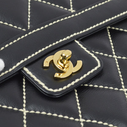 Chanel 2004-2005 Black Calfskin Wild Stitch Handbag