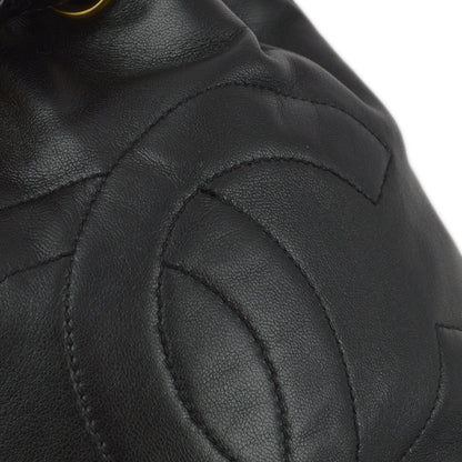 Chanel 1991-1994 Black Lambskin Bucket Shoulder Bag