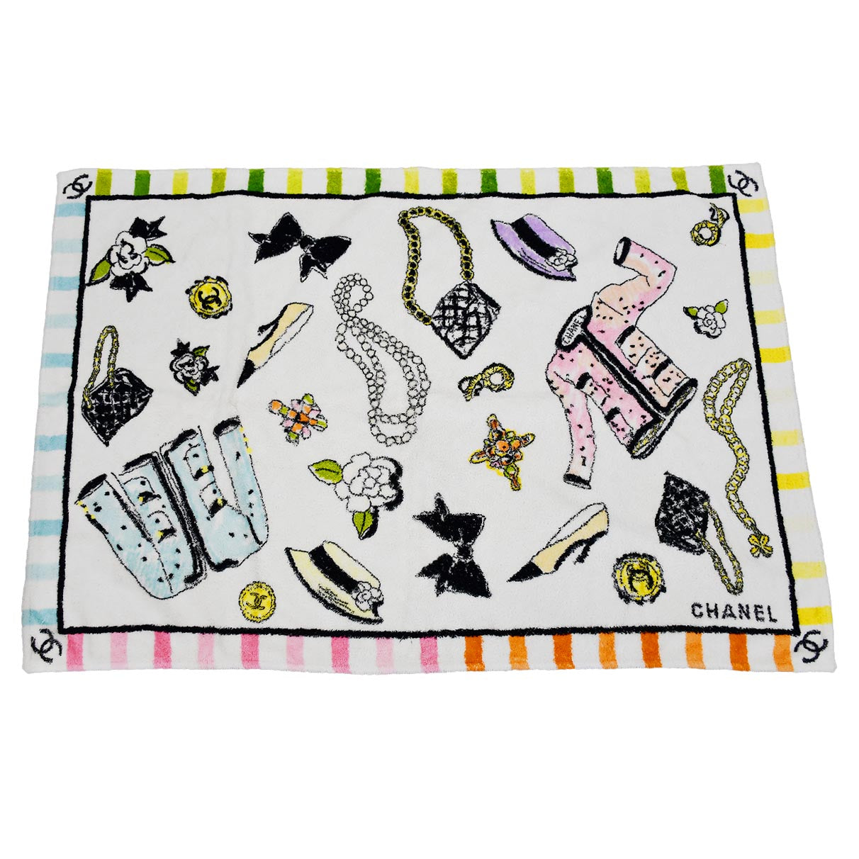 Chanel Icon Beach Towel White Small Good