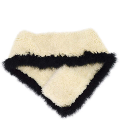 Chanel Fur Shawl Muffler Stole White Small Good