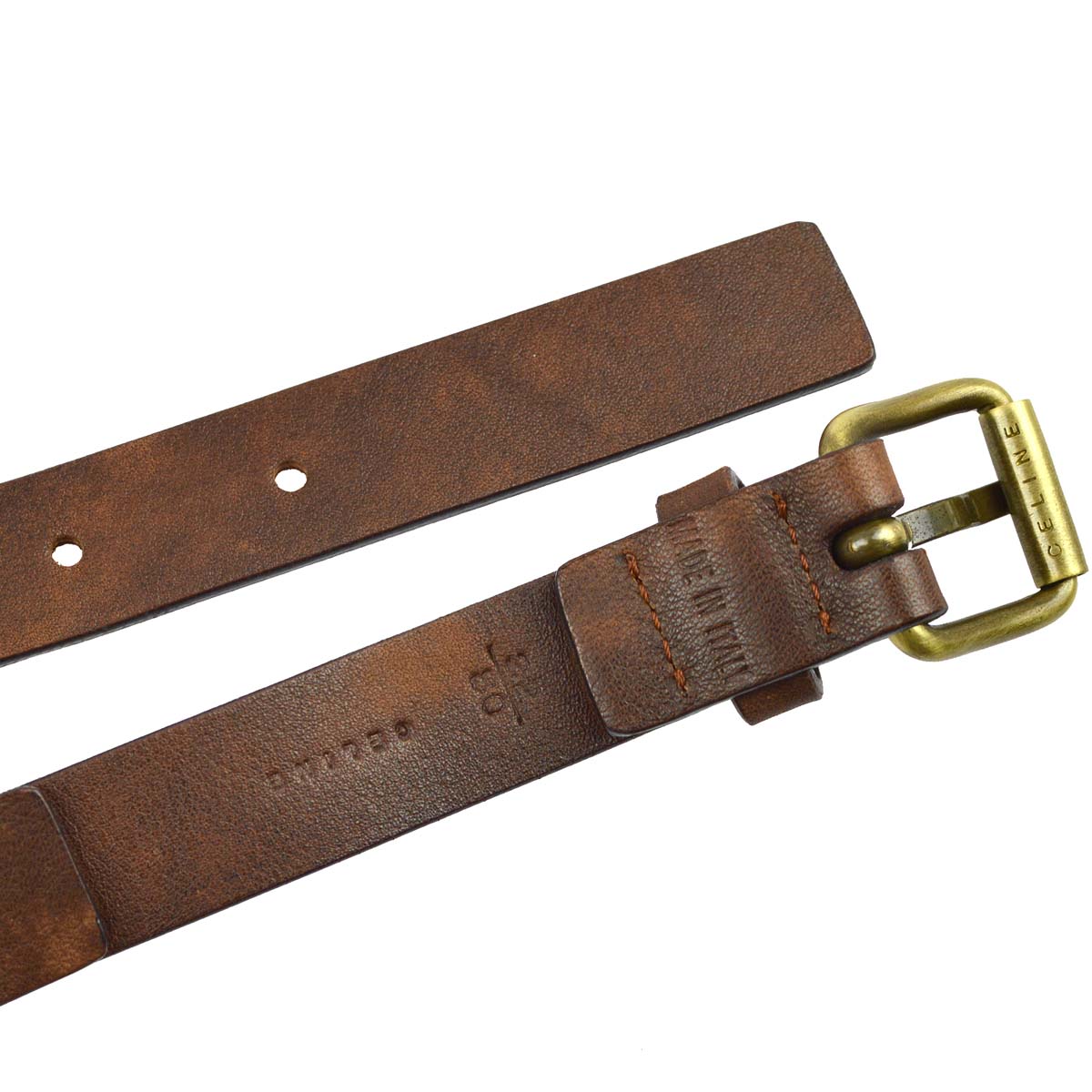 Celine Brown Leather Belt 80/32 Small Good