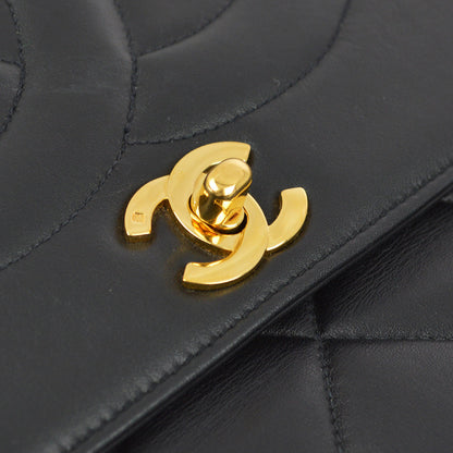 Chanel Black Lambskin Straight Flap Shoulder Bag