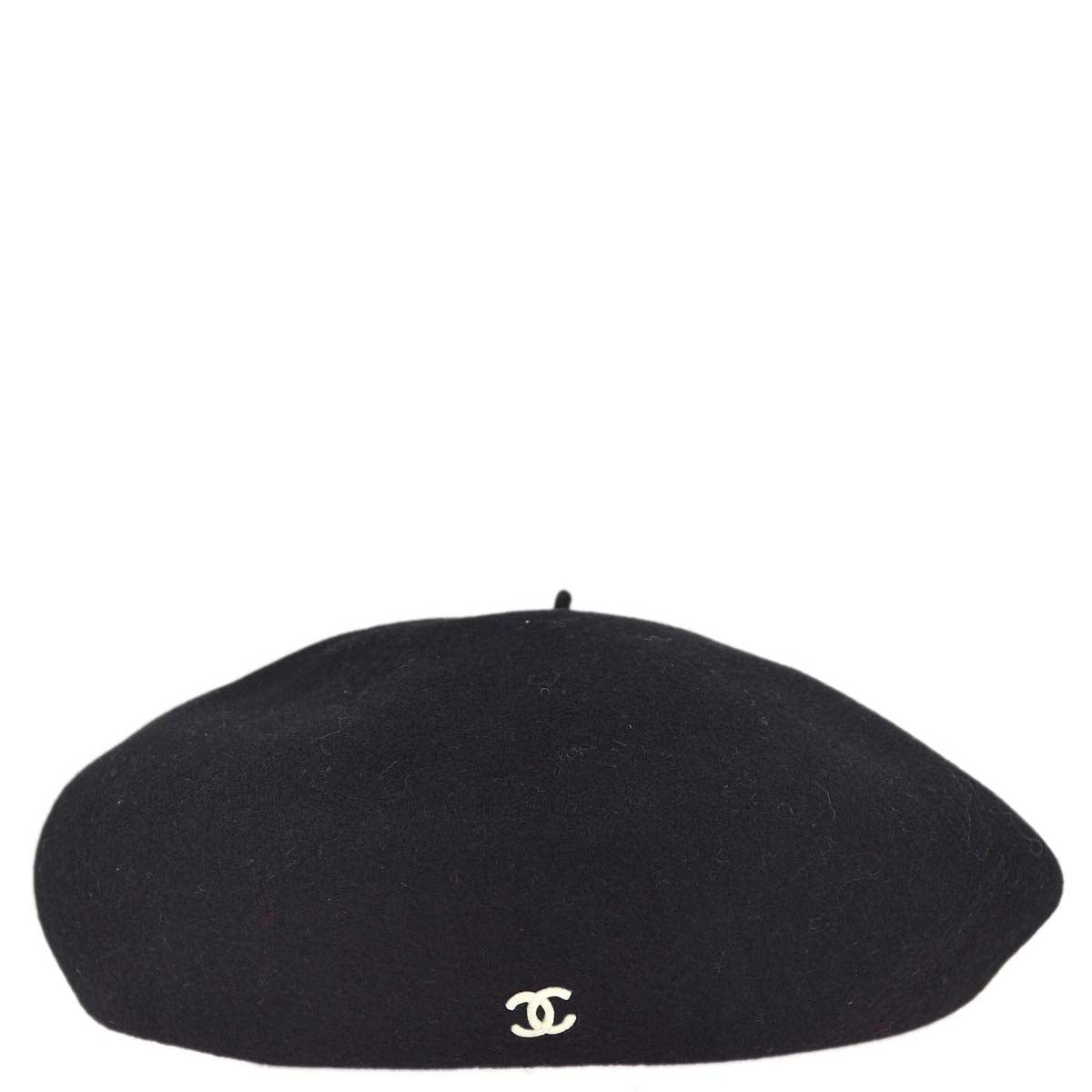 Chanel Oversize Black Hat Beret 98P #57 Small Good