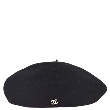 Chanel Oversize Black Hat Beret 98P #57 Small Good