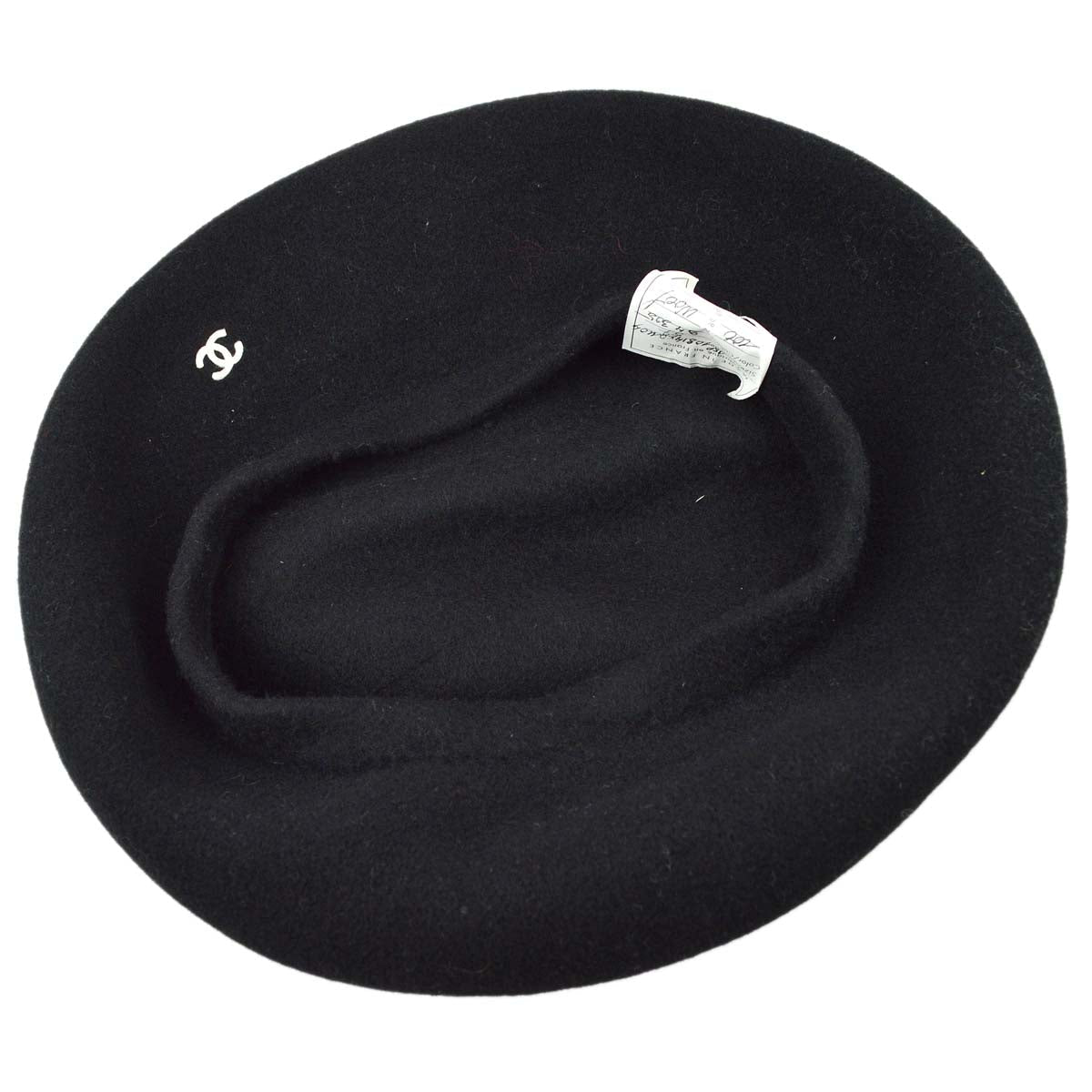 Chanel Oversize Black Hat Beret 98P #57 Small Good