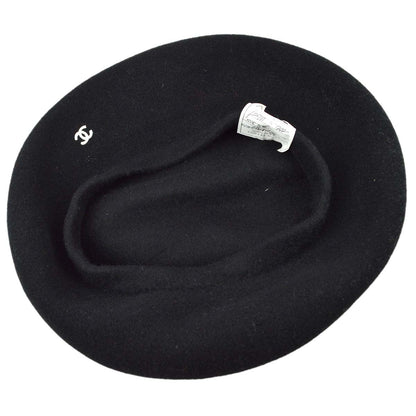Chanel Oversize Black Hat Beret 98P #57 Small Good