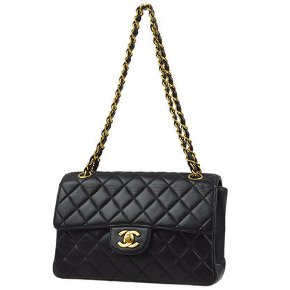 Chanel 1994-1996 Black Lambskin Double Sided Classic Flap Shoulder Bag