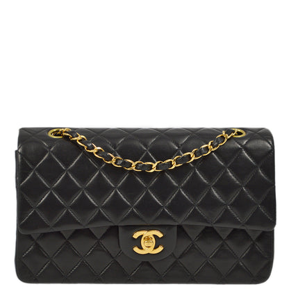 Chanel 2000-2001 Black Lambskin Medium Classic Double Flap Shoulder Bag