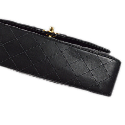 Chanel 2003-2004 Black Lambskin Medium Classic Double Flap Shoulder Bag