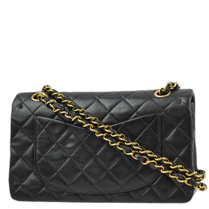 Chanel 1994-1996 Black Lambskin Small Classic Double Flap Shoulder Bag