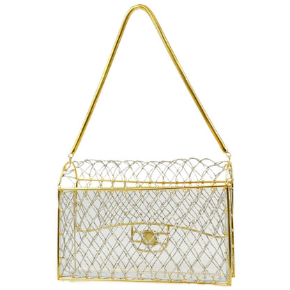Chanel * Clear Gold Beaded Flap Shoulder Bag Medium