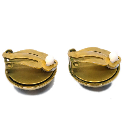 Chanel Button Earrings Clip-On Black Gold 94A