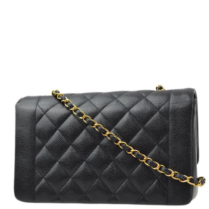 Chanel 1994-1996 Black Caviar Medium Diana Shoulder Bag