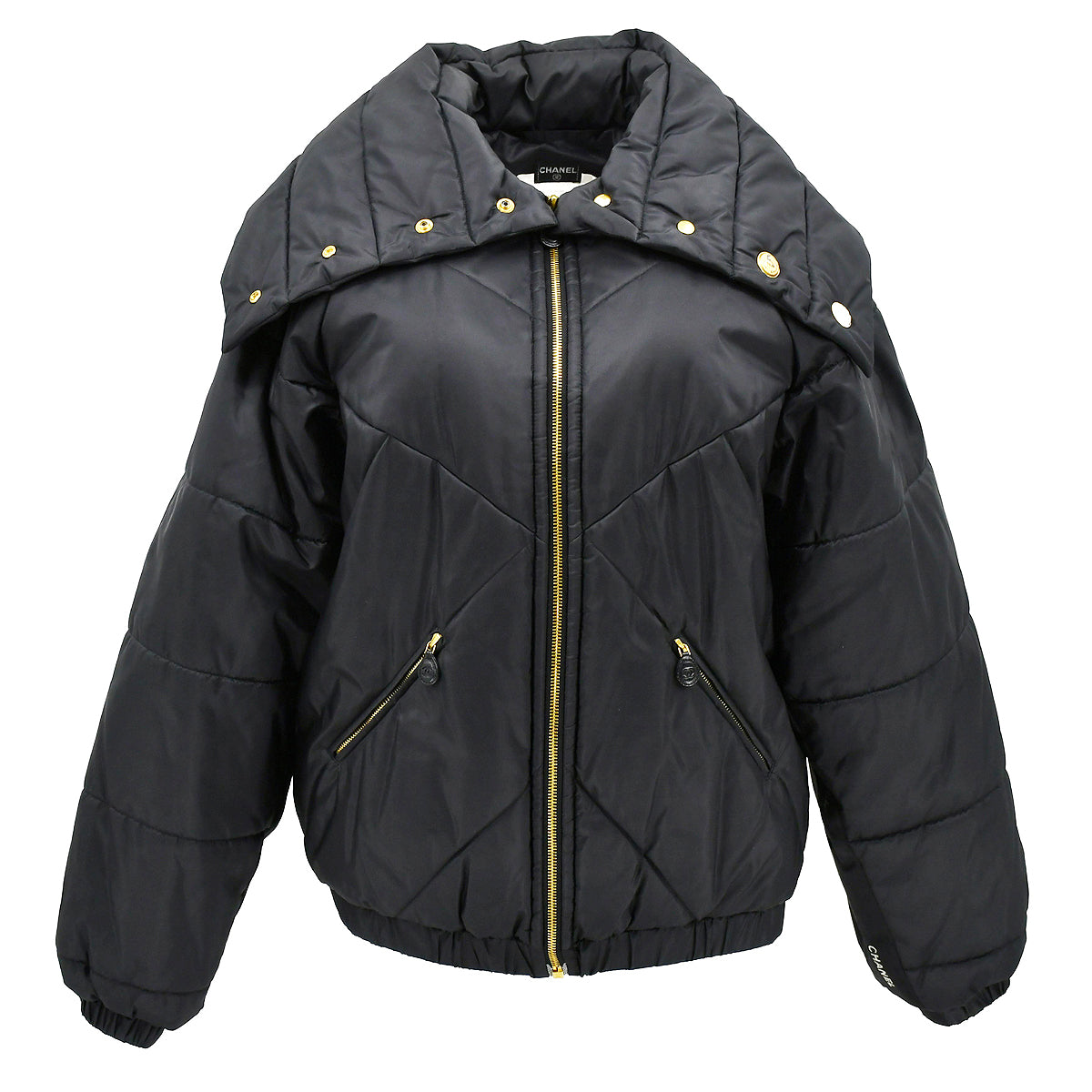 Chanel Zip Up Jacket Black #40
