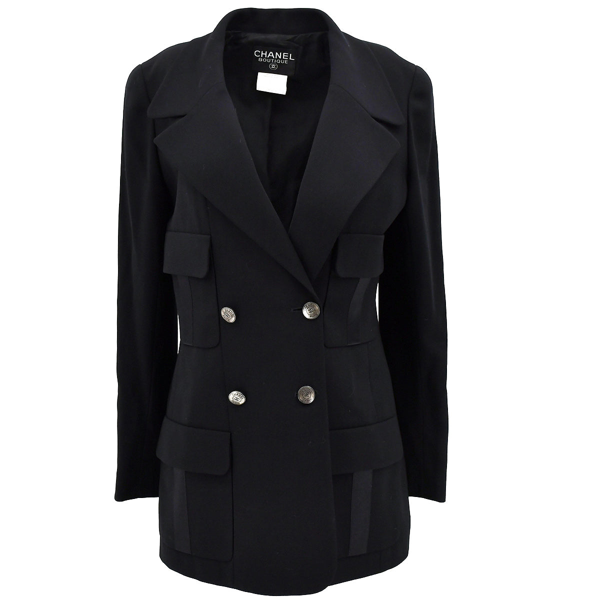 Chanel Double Breasted Jacket Black 97C #40