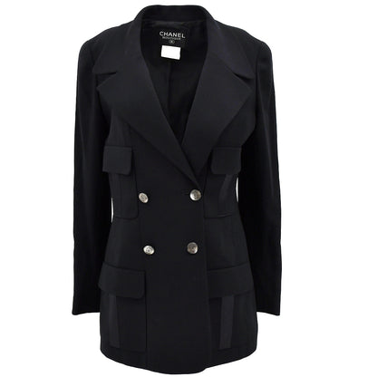Chanel Double Breasted Jacket Black 97C #40