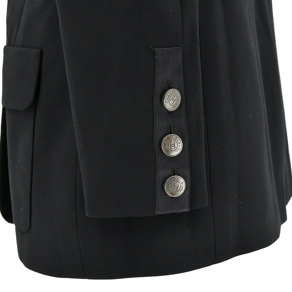 Chanel Double Breasted Jacket Black 97C #40