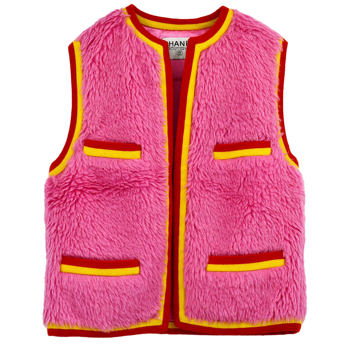 Chanel Sleeveless Fur Vest Jacket Pink