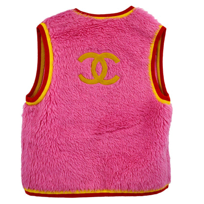 Chanel Sleeveless Fur Vest Jacket Pink