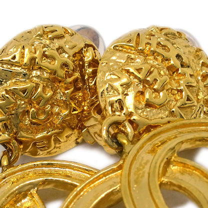 Chanel Gold Dangle Earrings Clip-On 95A