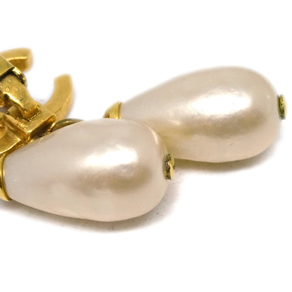 Chanel Artificial Pearl Dangle Earrings Clip-On 95P