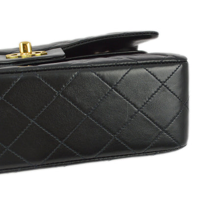 Chanel 1994-1996 Black Lambskin Small Classic Double Flap Shoulder Bag