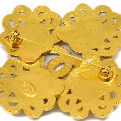 Chanel Stone Brooch Pin Gold Blue 97P