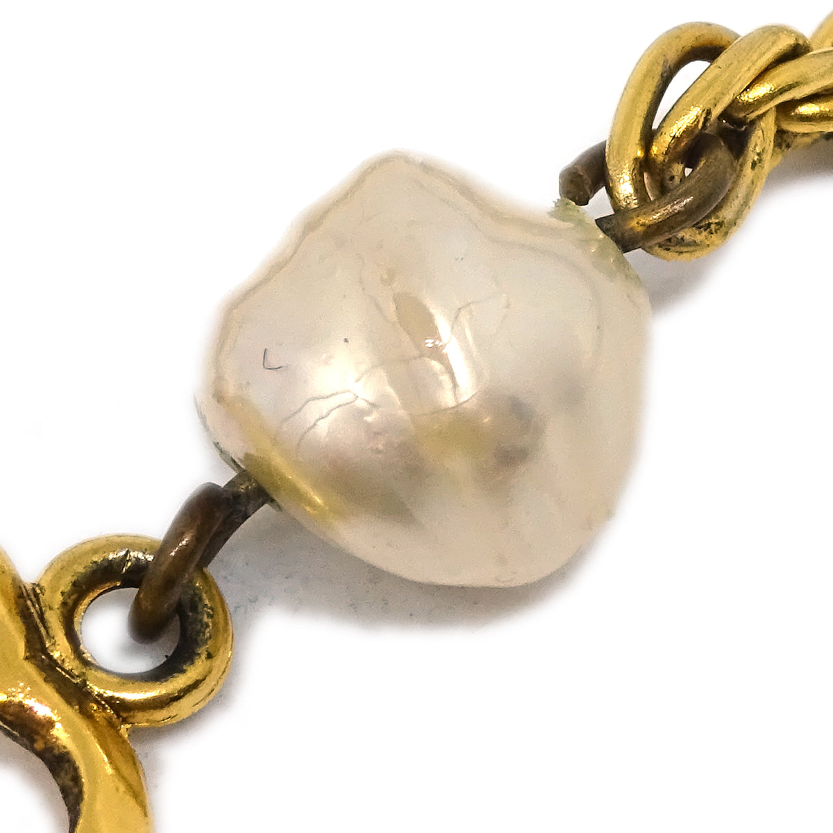 Chanel Gold Costume Pearl Clover Bracelet 1983
