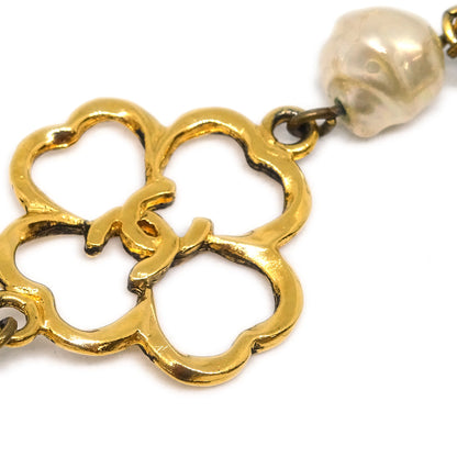 Chanel Gold Costume Pearl Clover Bracelet 1983