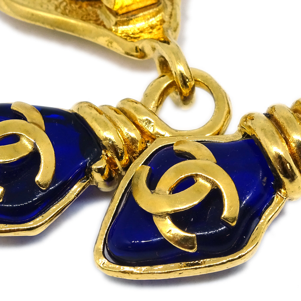 Chanel Gripoix Heart Dangle Earrings Clip-On Gold 95P