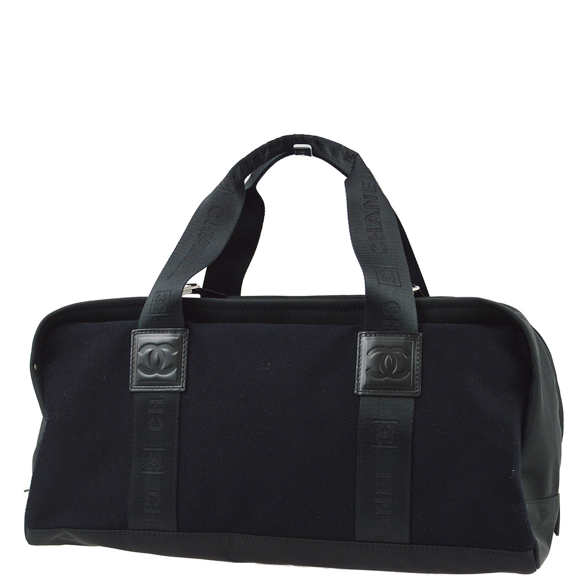 Chanel 2004-2005 Black Felt Nylon Sport Line Gym Handbag