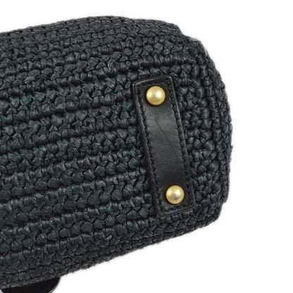 Chanel 2005-2006 Black Straw Chain Shoulder Bag