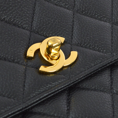 Chanel 1996-1997 Black Caviar Kelly Handbag