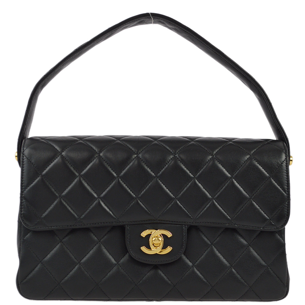 Chanel 1994-1996 Black Lambskin Double Sided Classic Flap Handbag