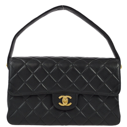 Chanel 1994-1996 Black Lambskin Double Sided Classic Flap Handbag