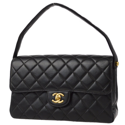 Chanel 1994-1996 Black Lambskin Double Sided Classic Flap Handbag