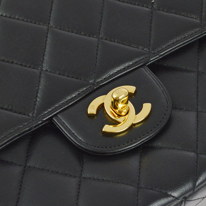 Chanel 1994-1996 Black Lambskin Double Sided Classic Flap Handbag