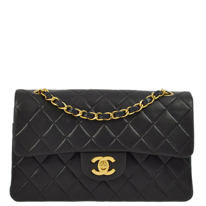 Chanel 2000-2001 Black Lambskin Small Classic Double Flap Shoulder Bag