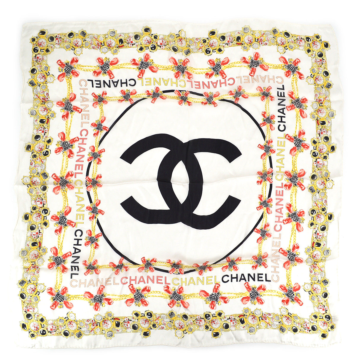 Chanel Scarf White Small Good