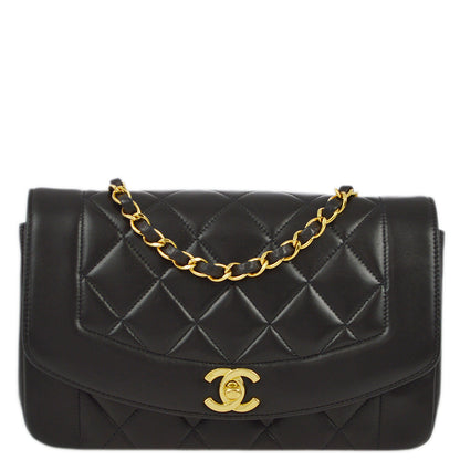 Chanel 1994-1996 Black Lambskin Small Diana Shoulder Bag