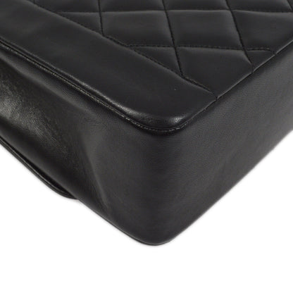 Chanel 1991-1994 Black Lambskin Medium Diana Shoulder Bag