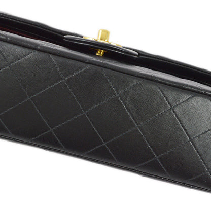 Chanel 1996-1997 Black Lambskin Small Classic Double Flap Shoulder Bag