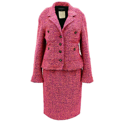 Chanel Setup Suit Jacket Skirt Pink 94A #44
